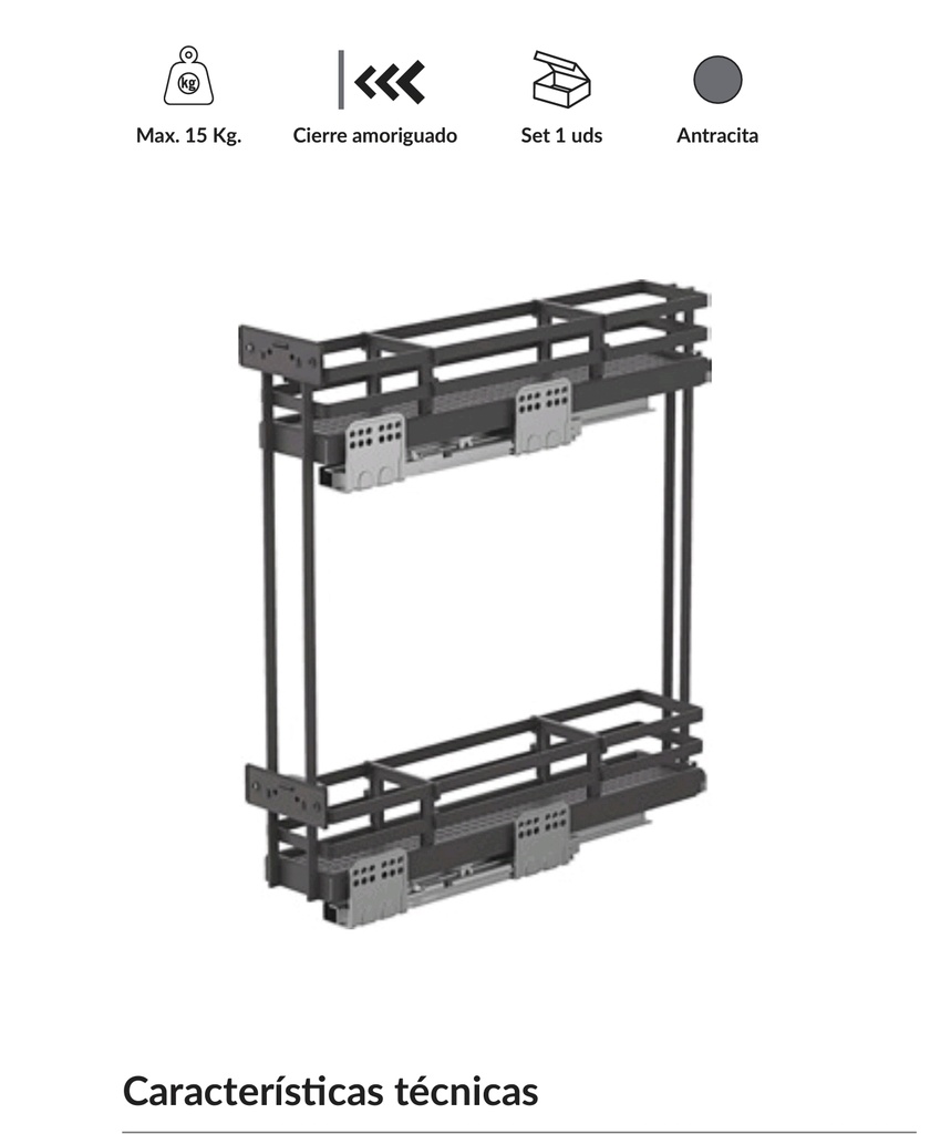 ESPECIERO 150MM 2 NIVELES ANTRACITA MONZA CONSERVERO IT22705