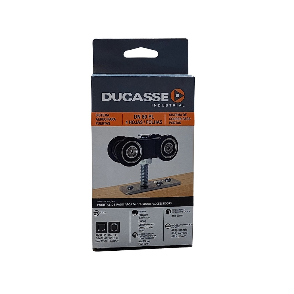 HERRAJE DN-80 PLEGABLE 4 HOJAS RIEL U21 DUCASSE