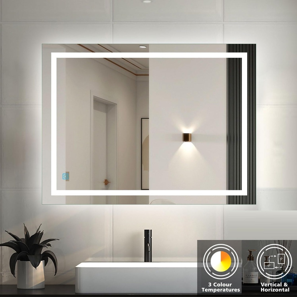 ESPEJO RENTANGULAR 60CMX80CM GMIRROR06 3 TONOS LED