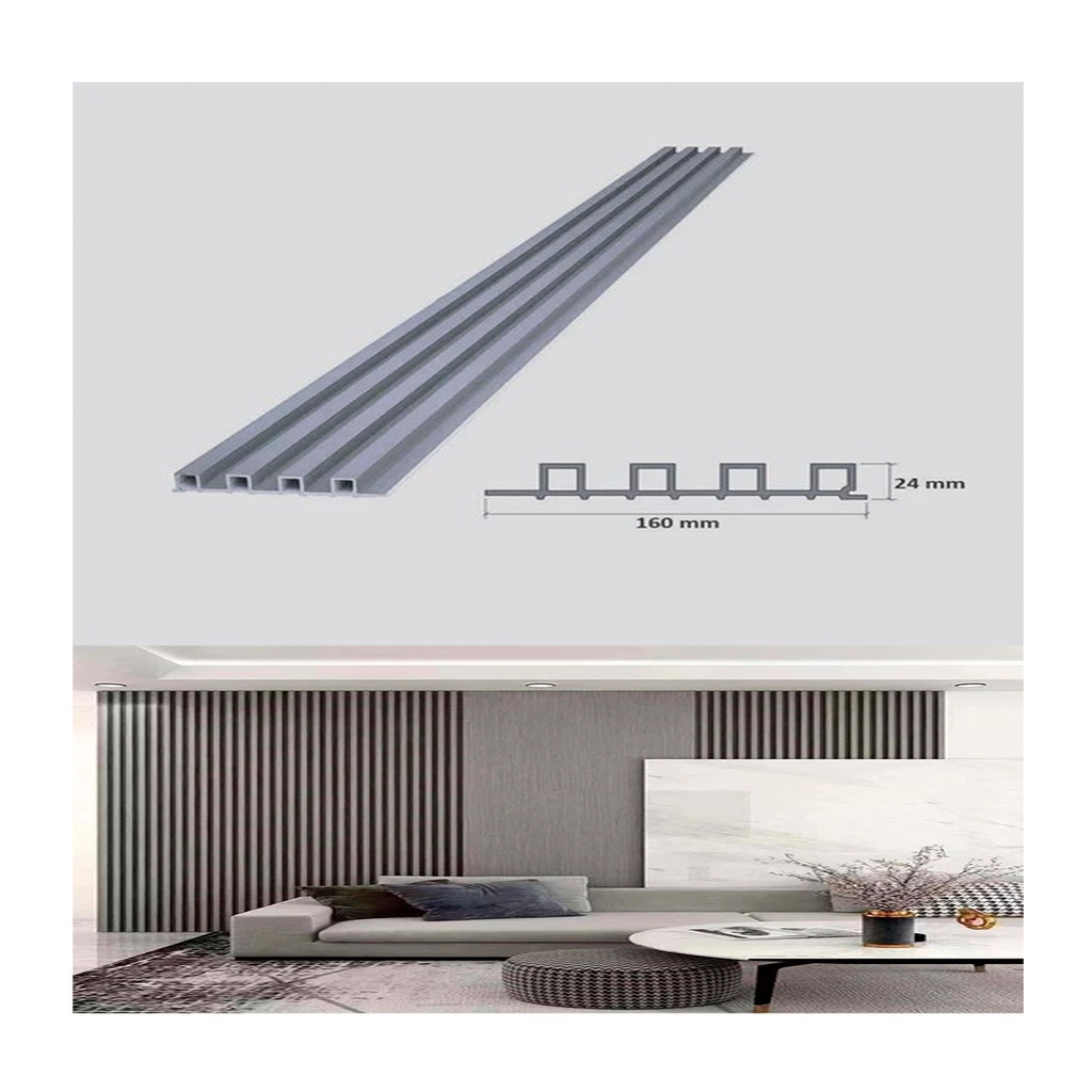 LAMINA ACANALADA DECORATIVA GRIS BEIGE PASTEL WPC 24X160X2900 DE125