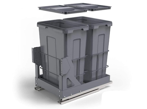 [BASURERO 2CU IT30305] BASURERO EXTRAIBLE 2 CUBOS RIEL OCULTO LENTO 40CM IT30305 ESPAÑOL