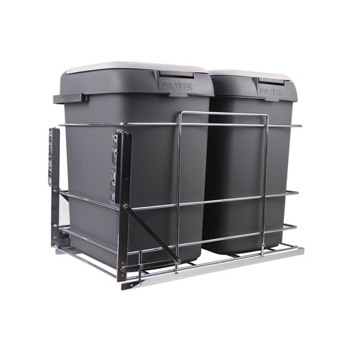 [BASURERO 2CU IT30315] BASURERO EXTRAIBLE 2 CUBOS RIEL OCULTO LENTO 40CM IT30315