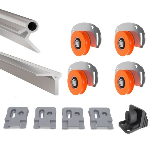 [RIEL D52 2PU 2M] HERRAJE P CLOSET RODAMIENTO D-52+RIEL 2M 2PUERTAS DUCASSE