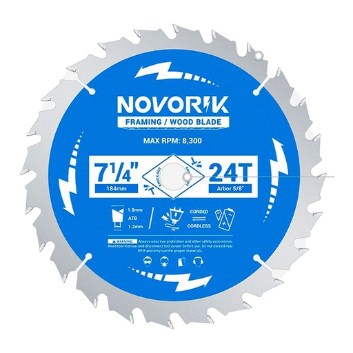 [SIERRA 7-1/4X24T NOV] DISCO SIERRA 7-1/4 PULGADAS 184X1.8 24T CARBURO TUNGSTENO NOVORK