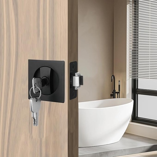 [CERRADURA NEGRO] CERRADURA PUERTA CORREDIZA NEGRO CON LLAVE
