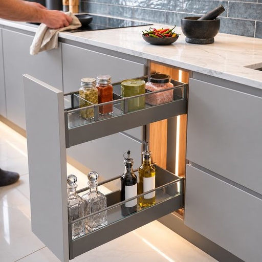[ESPECIERO 20 IT22315] ESPECIERO 200MM 2 NIVELES VIDRIO GRIS CHAMPAGNE IZQUIERDO IT22315.2